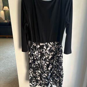 Calvin Klein Black and White Long Sleeve Dress